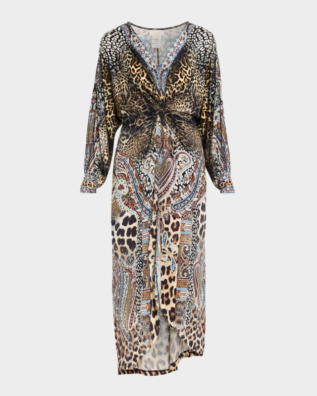 Istanbul Animalia Long Gathered Panel Dress